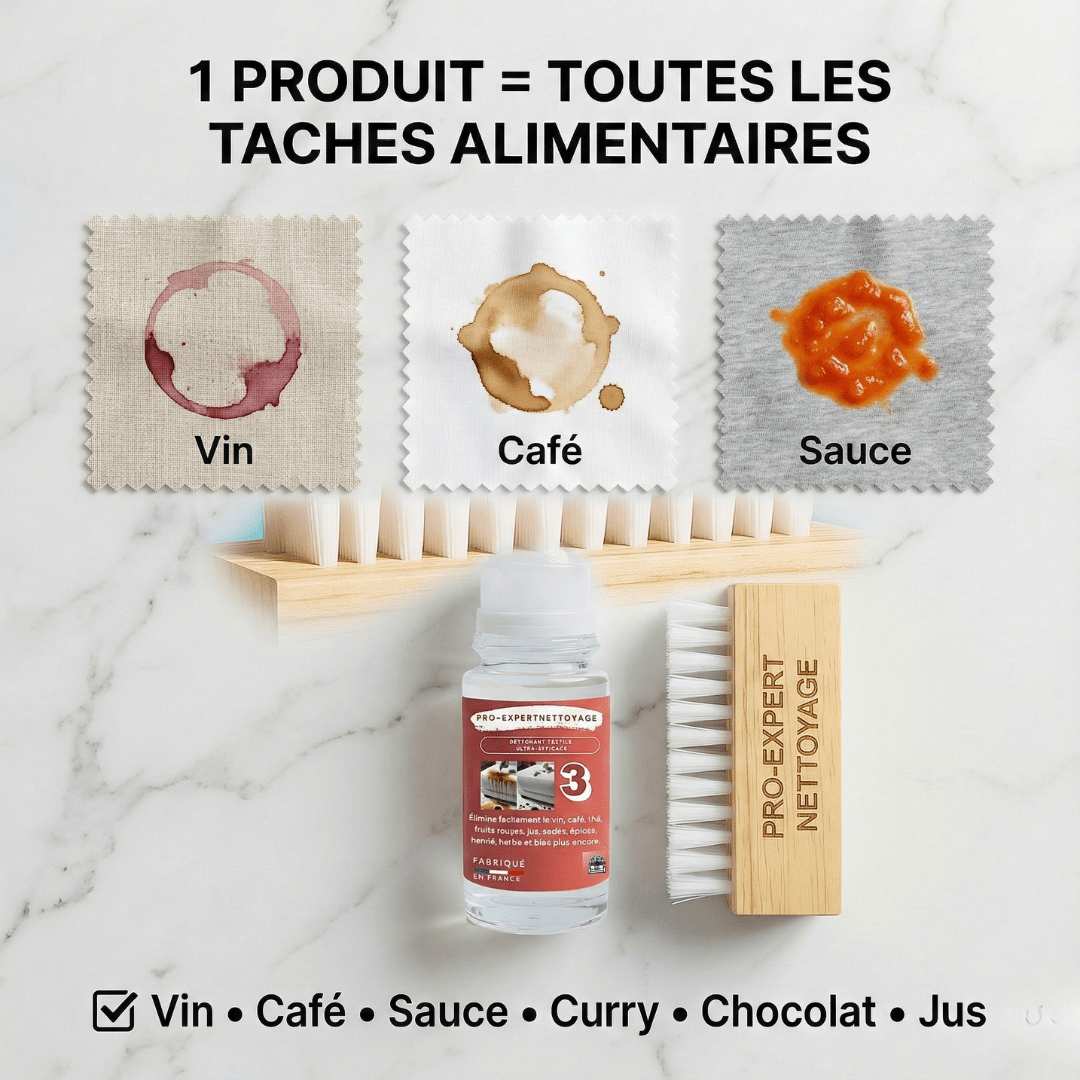 ProExpertNettoyage Détachant textile Nettoyant Canapé Tissu Professionnel Détachant Roll-On qui Élimine VRAIMENT les Taches (Sans Abîmer Votre Tissu) Roll-On Détachant N°3 – Boissons, Vin, Epices, Jus, Lait, Sauces, bien plus encore PRO-F3 3760365190035