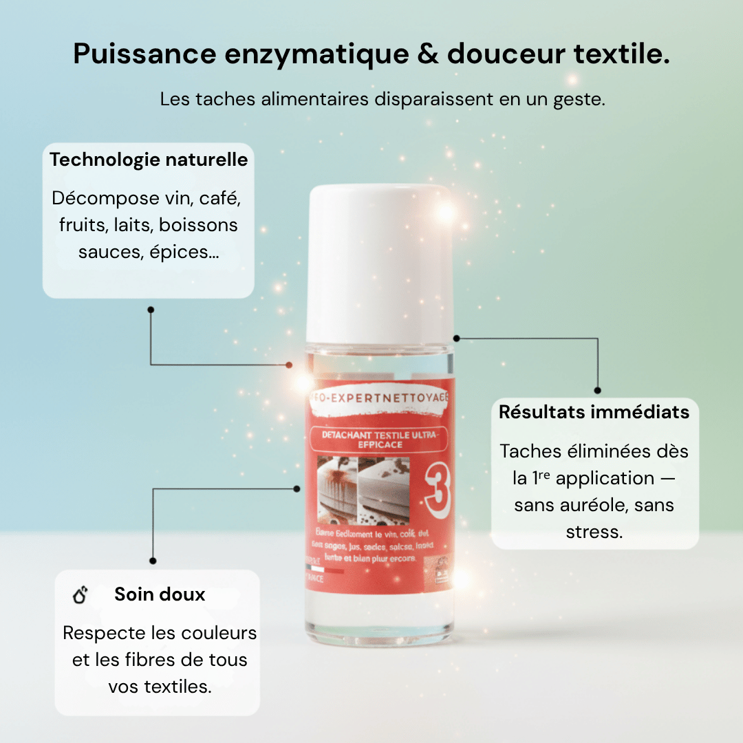 ProExpertNettoyage Détachant textile Nettoyant Canapé Tissu Professionnel Détachant Roll-On qui Élimine VRAIMENT les Taches (Sans Abîmer Votre Tissu) Roll-On Détachant N°3 – Boissons, Vin, Epices, Jus, Lait, Sauces, bien plus encore PRO-F3 3760365190035