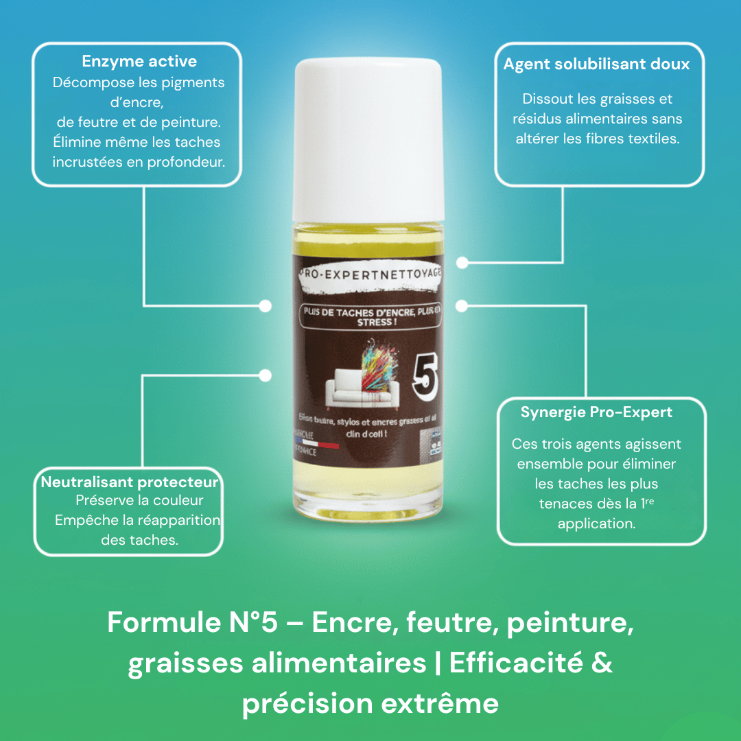 ProExpertNettoyage Détachant textile Roll-On Détachant Textile N°5 – Encre, Feutres & Encres grasses Roll-On Détachant Textile N°5 – Encre, Feutres & Encres grasses - ProExpertNettoyage PRO-F5 3760365190059