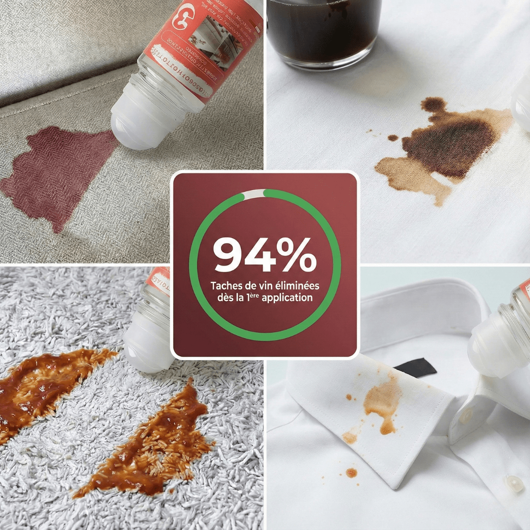 Roll - On Détachant Textile – Élimine Vin, Boissons et Taches Alimentaires - ProExpertNettoyage