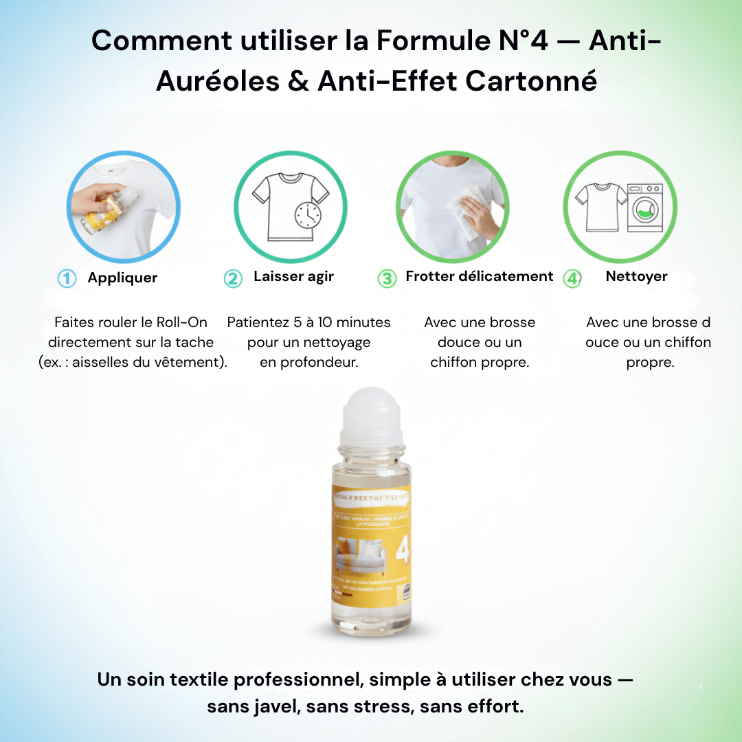 Roll - On Détachant Textile N°4 – Auréoles, Taches jaunes & Transpiration - ProExpertNettoyage