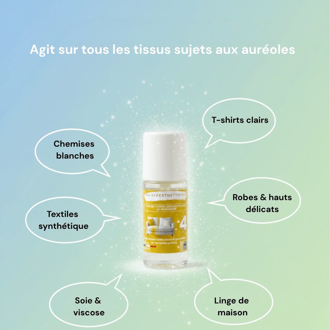 Roll - On Détachant Textile N°4 – Auréoles, Taches jaunes & Transpiration - ProExpertNettoyage
