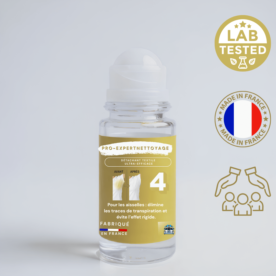 Roll - On Détachant Textile N°4 – Auréoles, Taches jaunes & Transpiration - ProExpertNettoyage